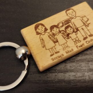 Porte clé bois rectangulaire