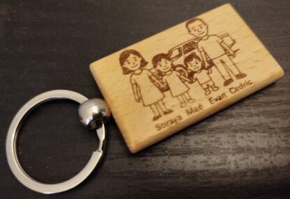 Porte clé bois rectangulaire