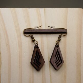 Boucles d'oreilles en bois : Losange