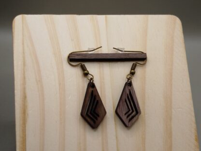 Boucles d'oreilles en bois : Losange
