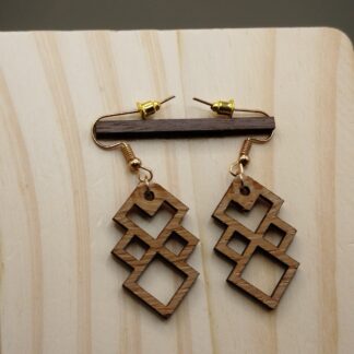 Boucles d'oreilles en bois : Aztek