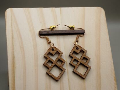 Boucles d'oreilles en bois : Aztek