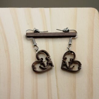 Boucles d'oreilles en bois : Cœur marin