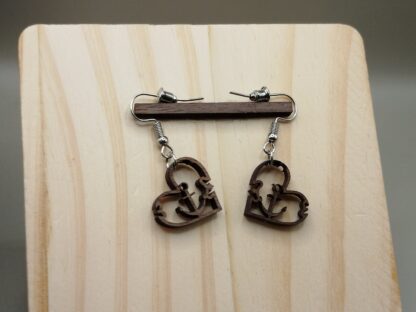 Boucles d'oreilles en bois : Cœur marin